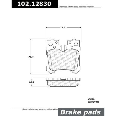 CENTRIC PARTS CTEK Brake Pads, 102.12830 102.12830